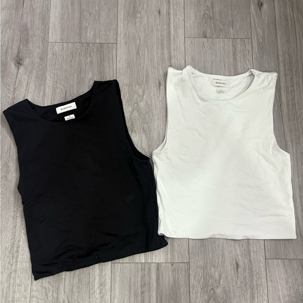 *SOLD* Lot of 2 Aritzia Contour Babaton Black and White Muscle Tanks